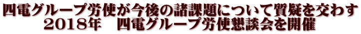 四電グループ労使が今後の諸課題について質疑を交わす        2018年　四電グループ労使懇談会を開催