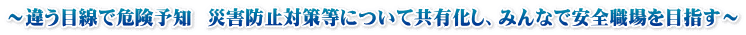 ～違う目線で危険予知  災害防止対策等について共有化し、みんなで安全職場を目指す～